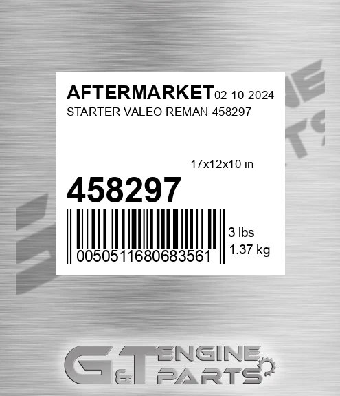 458297 STARTER VALEO REMAN AFTERMARKET | Price: $278.72