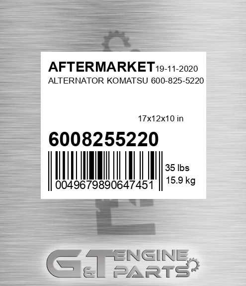 6008255220 Alternator Komatsu for AFTERMARKET