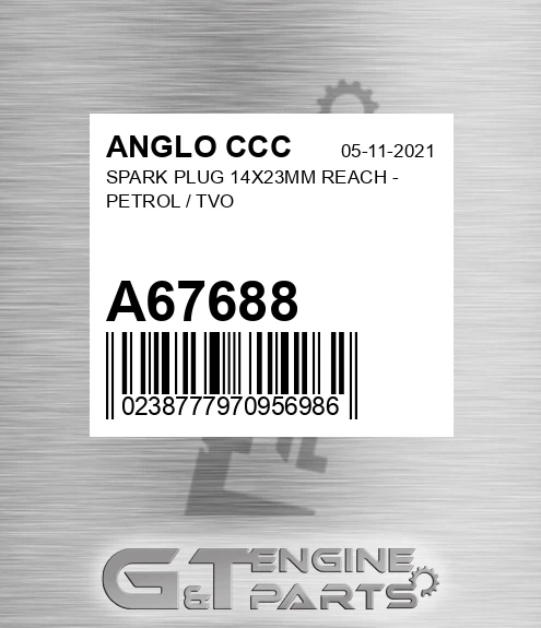 A67688 SPARK PLUG 14X23MM REACH - PETROL / TVO
