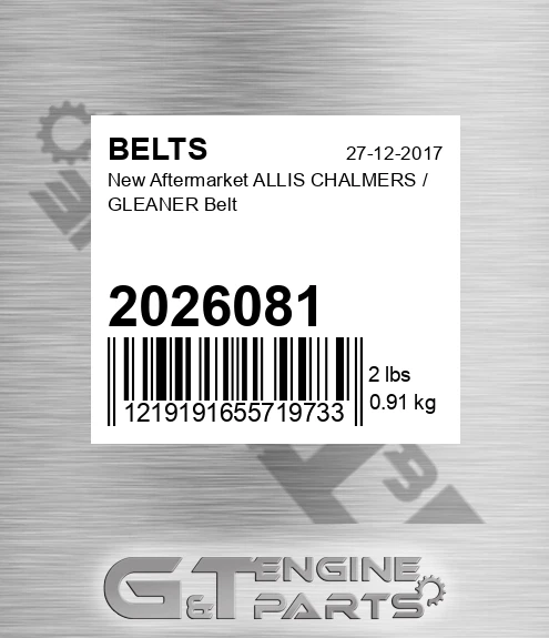 2026081 New Aftermarket ALLIS CHALMERS / GLEANER Belt
