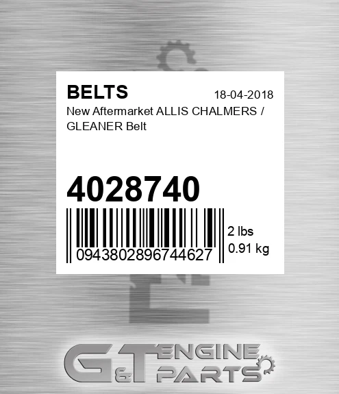 4028740 New Aftermarket ALLIS CHALMERS / GLEANER Belt