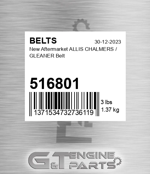 516801 New Aftermarket ALLIS CHALMERS / GLEANER Belt