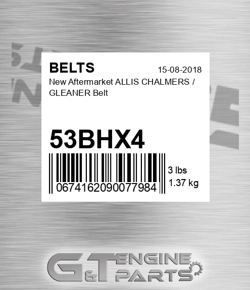 53BHX4 New Aftermarket ALLIS CHALMERS / GLEANER Belt