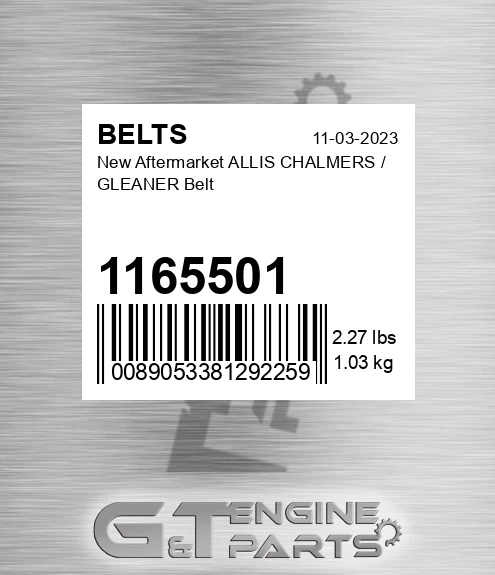 1165501 New Aftermarket ALLIS CHALMERS / GLEANER Belt