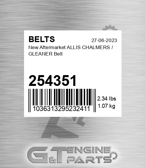 254351 New Aftermarket ALLIS CHALMERS / GLEANER Belt