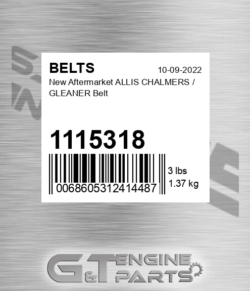 1115318 New Aftermarket ALLIS CHALMERS / GLEANER Belt