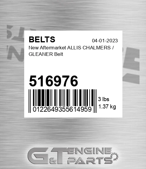 516976 New Aftermarket ALLIS CHALMERS / GLEANER Belt