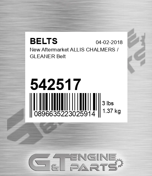 542517 New Aftermarket ALLIS CHALMERS / GLEANER Belt