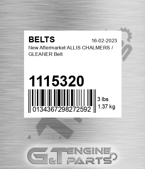 1115320 New Aftermarket ALLIS CHALMERS / GLEANER Belt