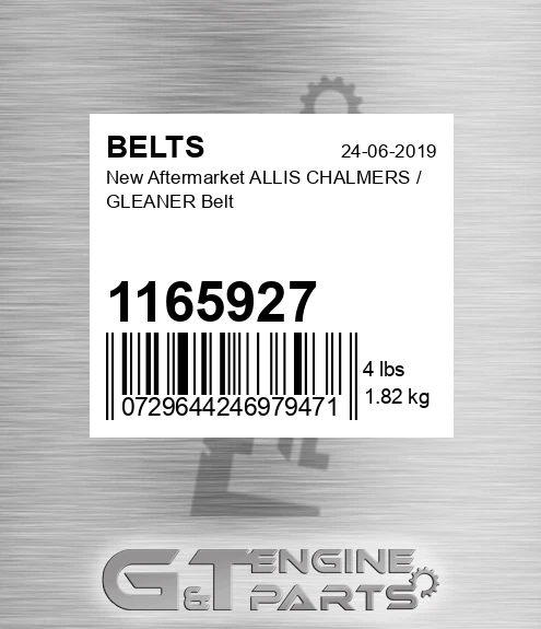 1165927 New Aftermarket ALLIS CHALMERS / GLEANER Belt