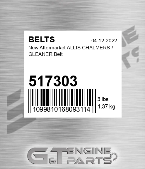 517303 New Aftermarket ALLIS CHALMERS / GLEANER Belt