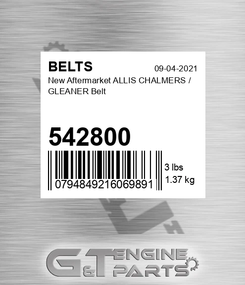 542800 New Aftermarket ALLIS CHALMERS / GLEANER Belt