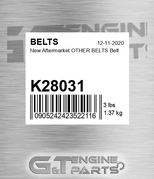 K28031 New Aftermarket OTHER BELTS Belt