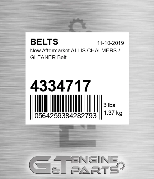 4334717 New Aftermarket ALLIS CHALMERS / GLEANER Belt