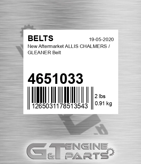 4651033 New Aftermarket ALLIS CHALMERS / GLEANER Belt