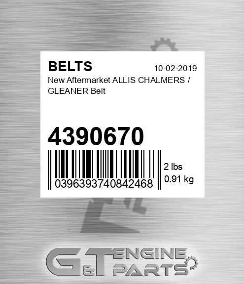 4390670 New Aftermarket ALLIS CHALMERS / GLEANER Belt