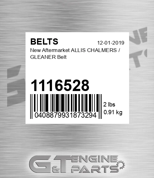 1116528 New Aftermarket ALLIS CHALMERS / GLEANER Belt