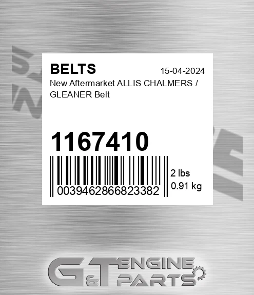 1167410 New Aftermarket ALLIS CHALMERS / GLEANER Belt