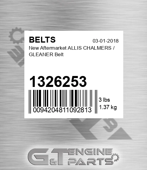 1326253 New Aftermarket ALLIS CHALMERS / GLEANER Belt