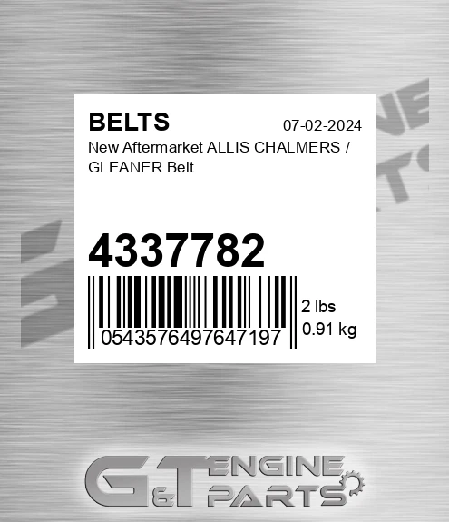 4337782 New Aftermarket ALLIS CHALMERS / GLEANER Belt