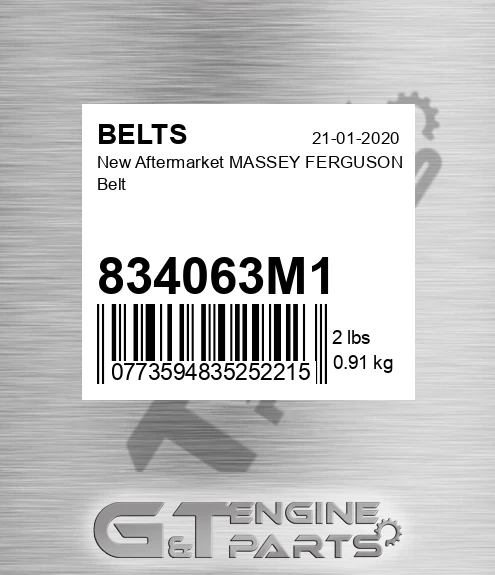 834063M1 New Aftermarket MASSEY FERGUSON Belt