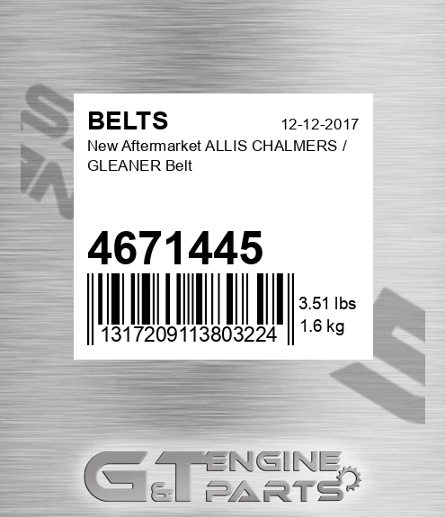 4671445 New Aftermarket ALLIS CHALMERS / GLEANER Belt