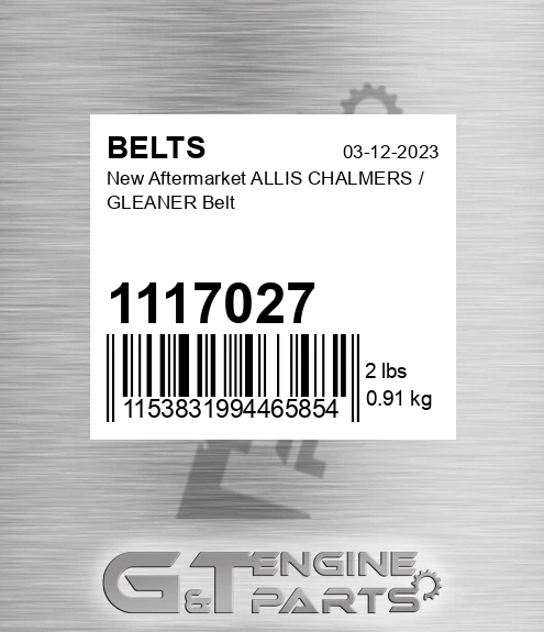 1117027 New Aftermarket ALLIS CHALMERS / GLEANER Belt