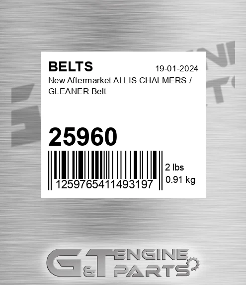 25960 New Aftermarket ALLIS CHALMERS / GLEANER Belt