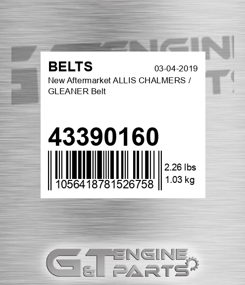 43390160 New Aftermarket ALLIS CHALMERS / GLEANER Belt