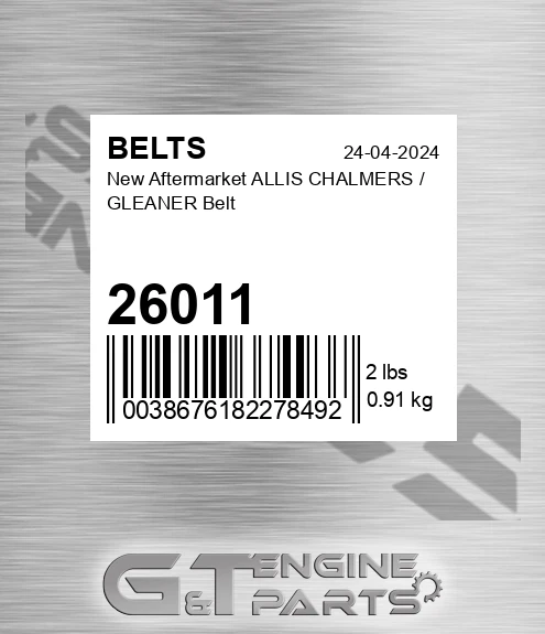 26011 New Aftermarket ALLIS CHALMERS / GLEANER Belt