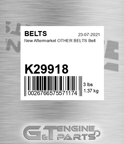 K29918 New Aftermarket OTHER BELTS Belt