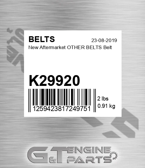 K29920 New Aftermarket OTHER BELTS Belt