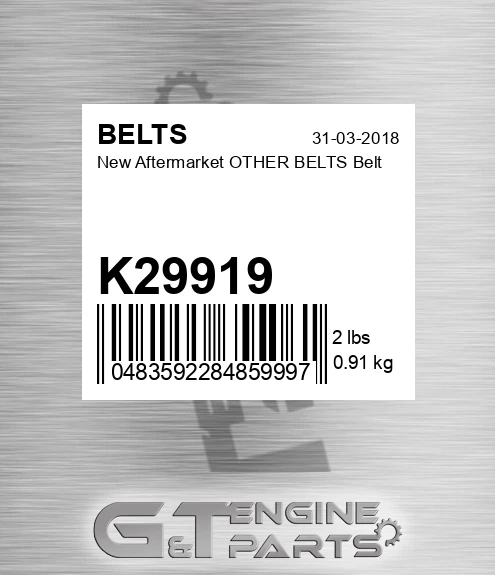 K29919 New Aftermarket OTHER BELTS Belt