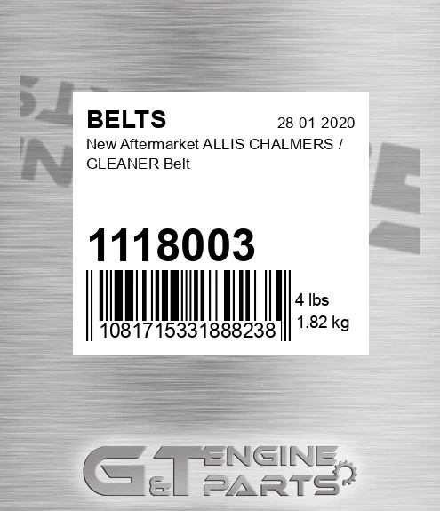 1118003 New Aftermarket ALLIS CHALMERS / GLEANER Belt