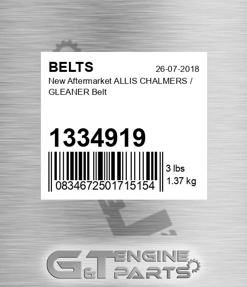 1334919 New Aftermarket ALLIS CHALMERS / GLEANER Belt