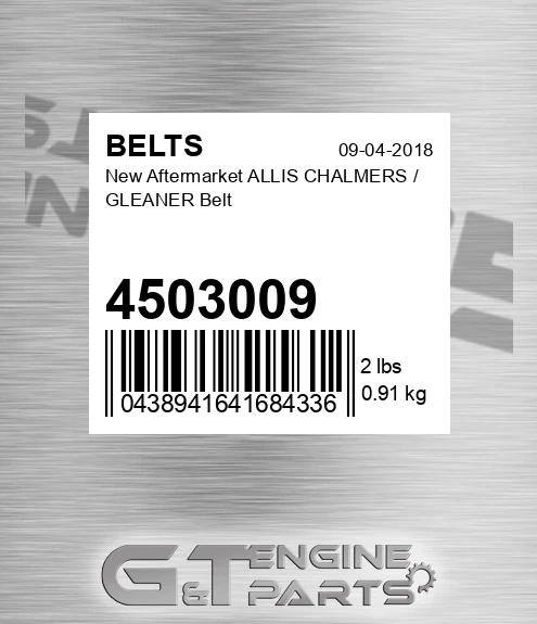 4503009 New Aftermarket ALLIS CHALMERS / GLEANER Belt
