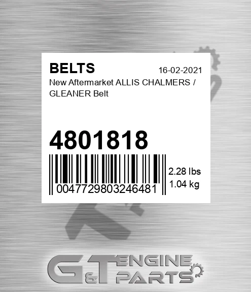 4801818 New Aftermarket ALLIS CHALMERS / GLEANER Belt