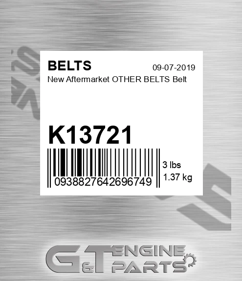 K13721 New Aftermarket OTHER BELTS Belt