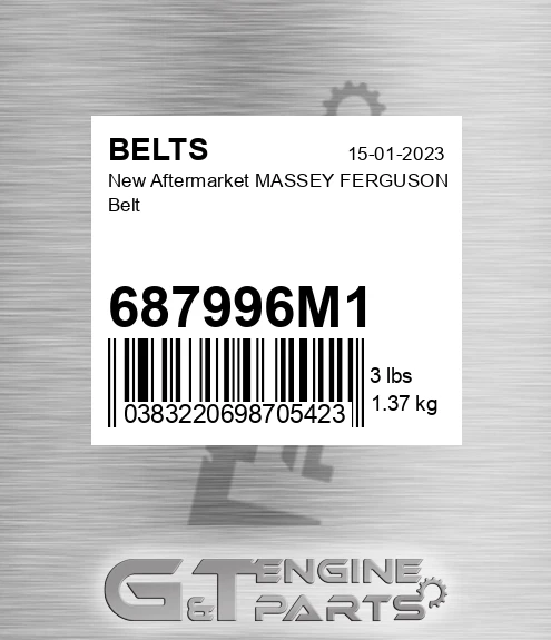 687996M1 New Aftermarket MASSEY FERGUSON Belt