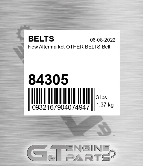84305 New Aftermarket OTHER BELTS Belt