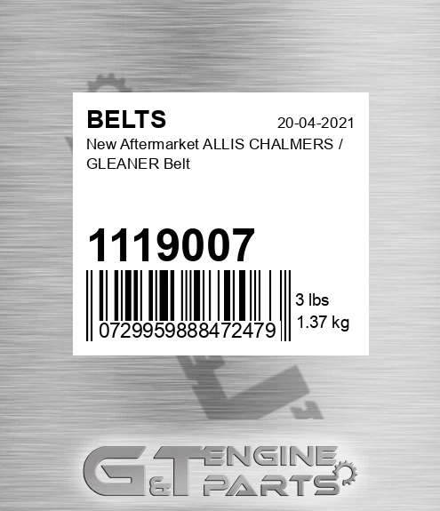 1119007 New Aftermarket ALLIS CHALMERS / GLEANER Belt