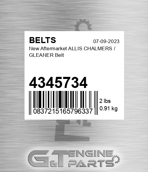 4345734 New Aftermarket ALLIS CHALMERS / GLEANER Belt