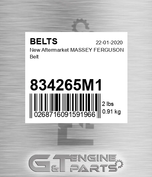 834265M1 New Aftermarket MASSEY FERGUSON Belt