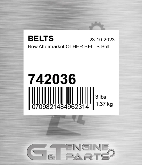 742036 New Aftermarket OTHER BELTS Belt