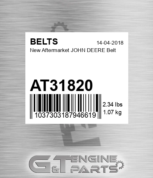 AT31820 New Aftermarket JOHN DEERE Belt