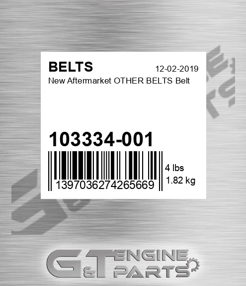 103334-001 New Aftermarket OTHER BELTS Belt