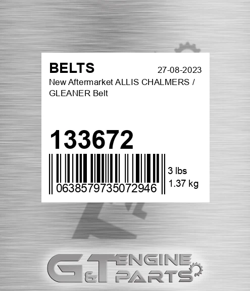 133672 New Aftermarket ALLIS CHALMERS / GLEANER Belt