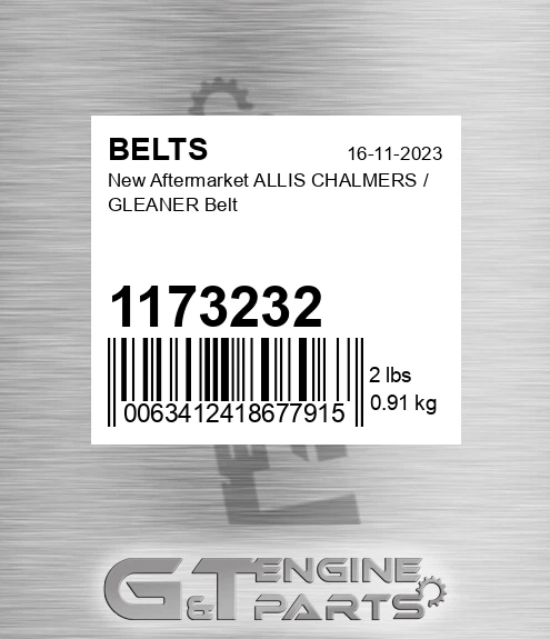 1173232 New Aftermarket ALLIS CHALMERS / GLEANER Belt