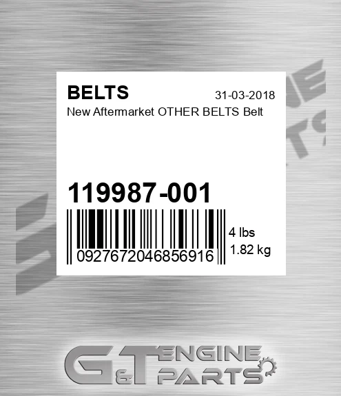 119987-001 New Aftermarket OTHER BELTS Belt