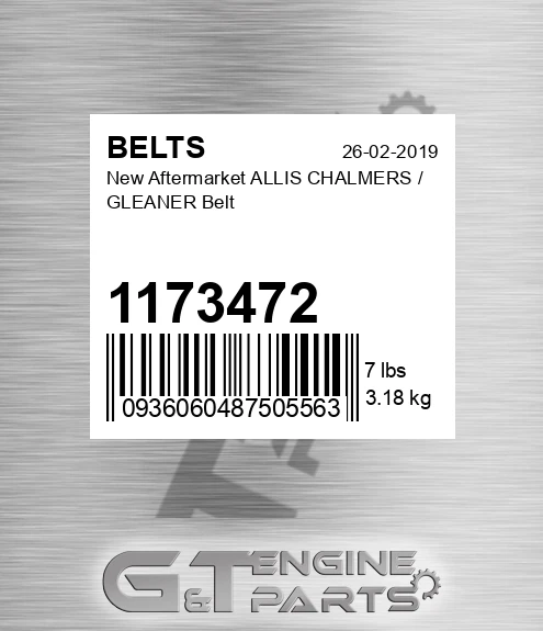 1173472 New Aftermarket ALLIS CHALMERS / GLEANER Belt